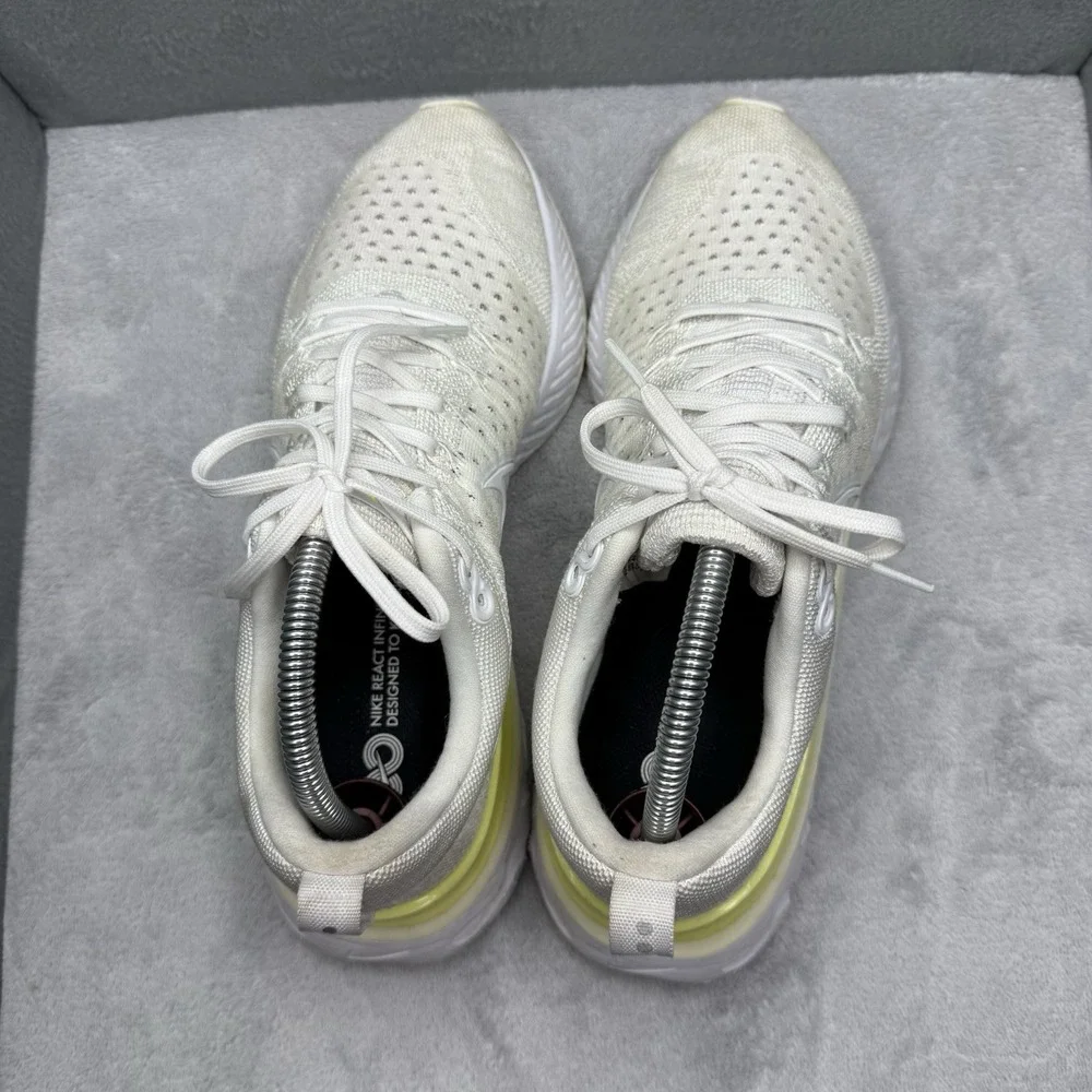 Nike React Infinity Run Flyknit 2 Womens 10 White Light Citron CT2423-100